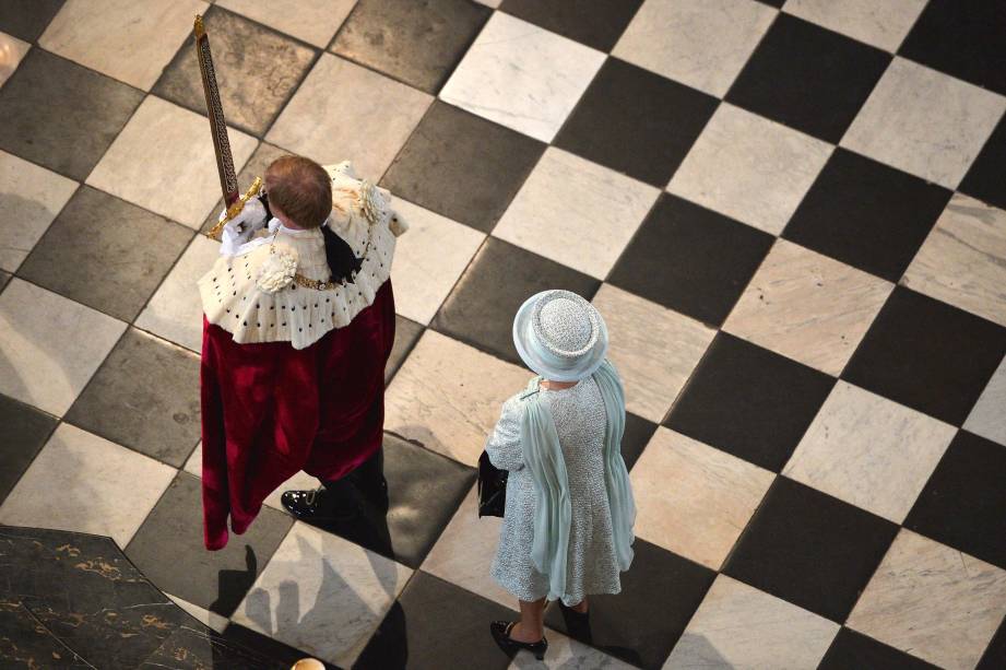 A Rainha Elizabeth II da Grã-Bretanha na Catedral de São Paulo para um serviço nacional de ação de graças pelo Jubileu de Diamante da Rainha em Londres em 05/06/2012.