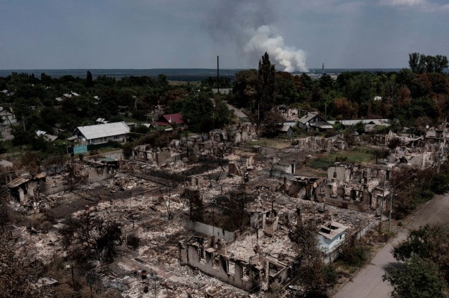 Vista de Severodonetsk região ucraniana de Donbas, em 14 de junho de 2022, em meio à invasão russa da Ucrânia.
