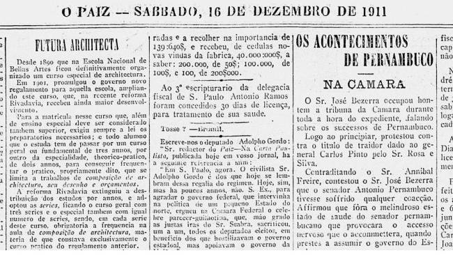 Recorte de jornal de 1911