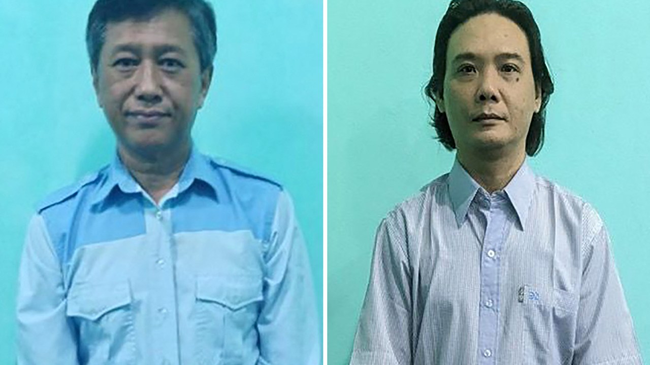 O ativista 'Jimmy Ko' (e) ganhou destaque durante a revolta estudantil de Mianmar em 1988 e foi preso em outubro de 2021, e o ex-deputado Phyo Zeya Thaw, acusado de orquestrar vários ataques às forças do regime - 21/01/2022