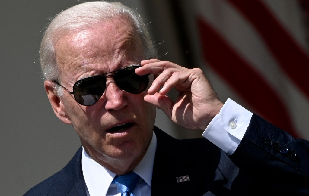 US President Joe Biden delivers remarks in the Rose Garden of the White House in Washington, DC, on July 27, 2022. - Biden has had two negative Covid-19 tests and no longer needs to isolate after recovering from infection, his White House Doctor Kevin O'Connor said Wednesday. (Photo by OLIVIER DOULIERY / AFP)