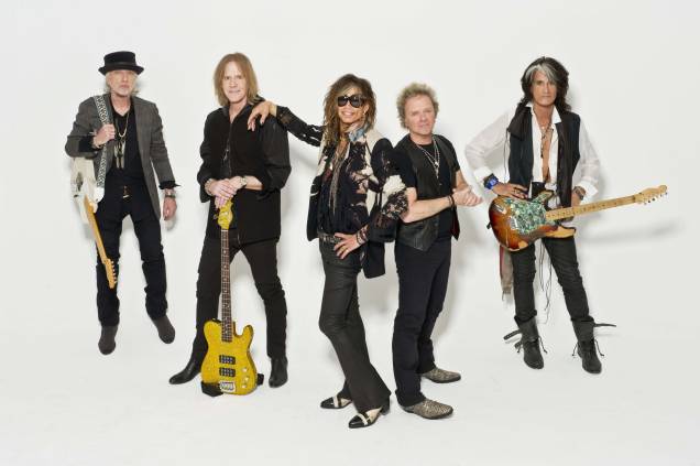 Integrantes da banda americana Aerosmith, em 2012.