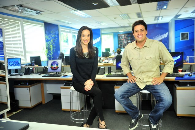 Os apresentadores Ana Furtado e Bruno De Luca do programa da Globo "Vídeo Show", em 2013.