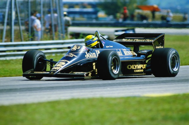Ayrton Senna do Brasil, pilotando uma Lotus, no GP de Fórmula 1 de Jacarépaguá, no Rio de Janeiro, em 07/04/1985.