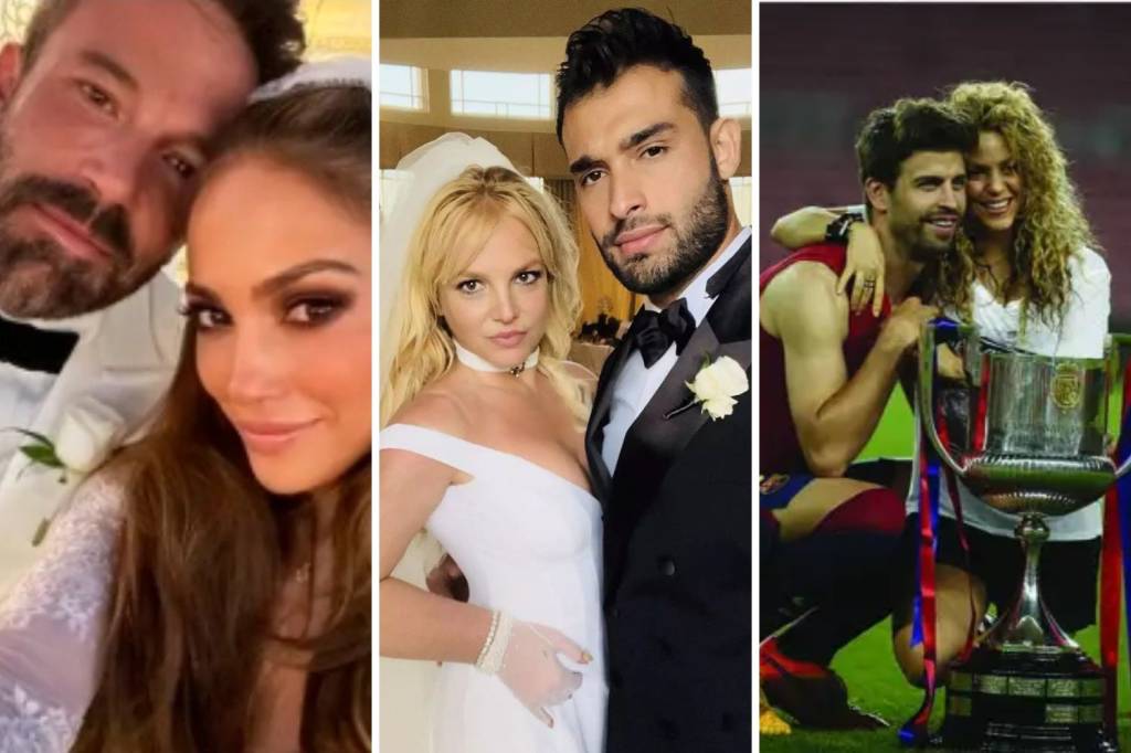 Ben Affleck e Jennifer Lopez, Britney Spears e Sam Asghari, Shakira e Piqué: dois casamentos e um divórcio