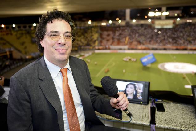 Walter Casagrande Jr. , ex-jogador de futebol e comentarista esportivo da Rede Globo, no estádio do Pacaembú, 2013.