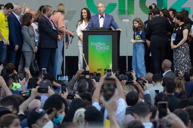Ciro Gomes no lançamento de sua candidatura presidencial na convenção nacional do Partido Democrático Trabalhista, PDT, em Brasília, na sede do partido, 20/07/2022.
