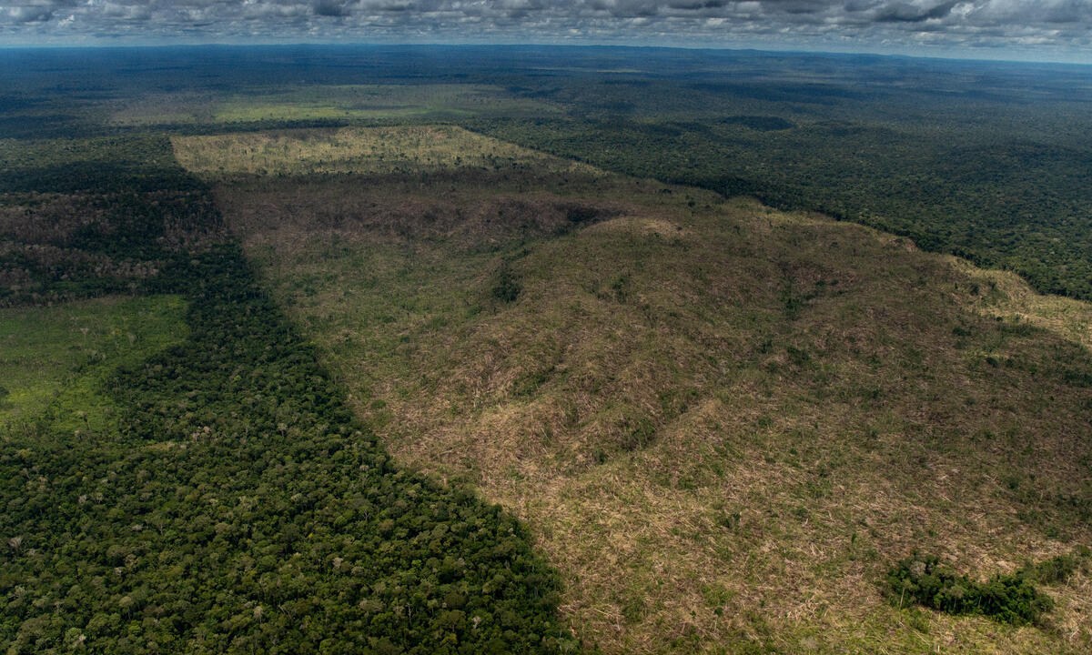 Imagem aérea de área desmatada no município de Lábrea, no Amazonas, em 26 de março de 2022
