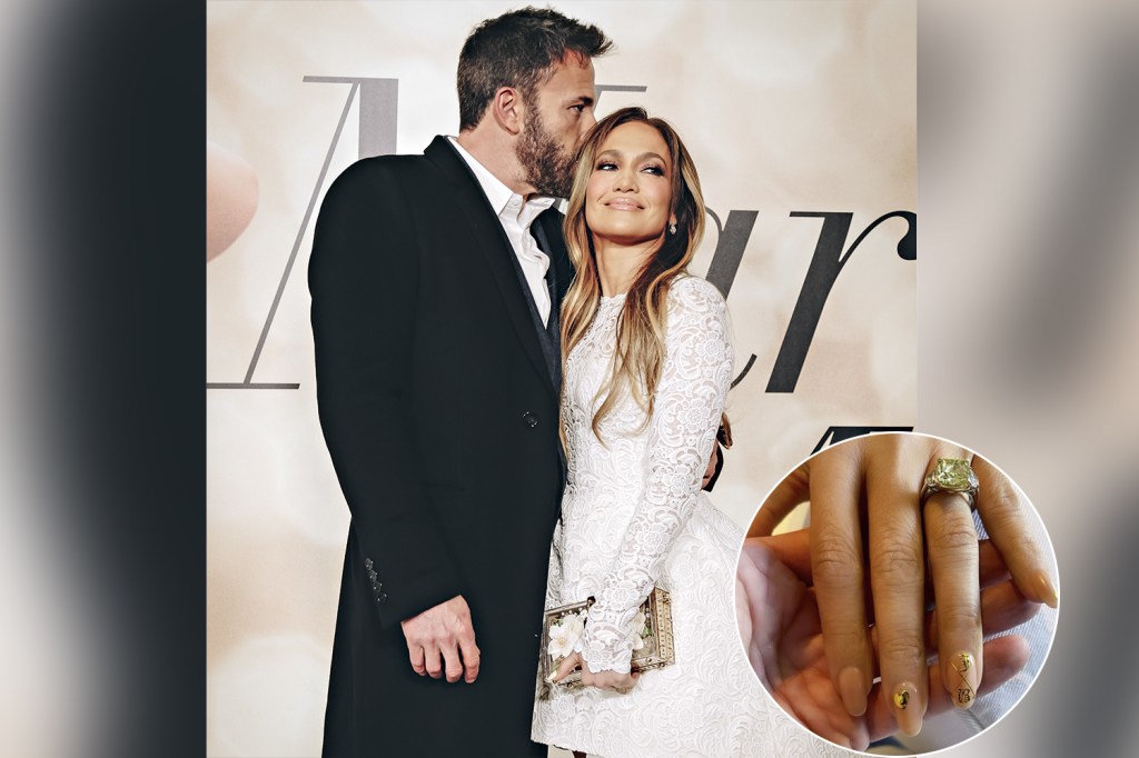 UNIÃO - JLo: o anel de noivado de 8,5 quilates e as iniciais dela e do noivo, o ator Ben Affleck -