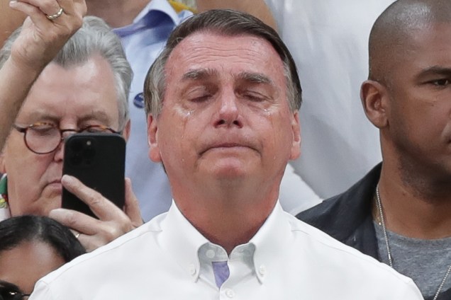 O presidente Jair Bolsonaro, durante o lançamento de sua candidatura `a reeleição para presidente da República, durante a convenção nacional do Partido Liberal (PL),  realizada no ginásio do Maracanãzinho no Rio de Janeiro, em 24/07/2022.   EFE/ André Coelho