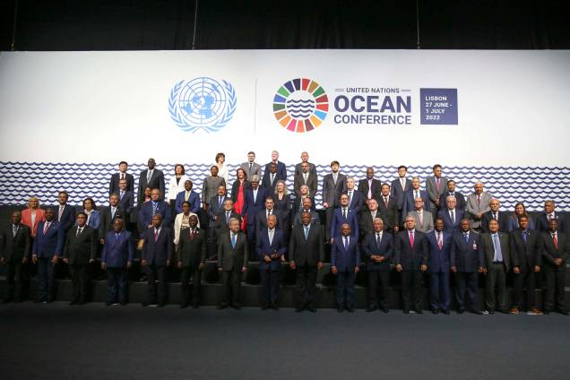 Membros da Conferência do Oceano da ONU, posam para uma foto na Altice Arena, em Lisboa, 27/06/2022. Membros da Conferência do Oceano da ONU, posam para uma foto na Altice Arena, em Lisboa, 27/06/2022.