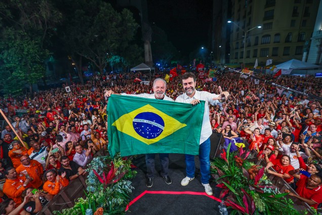 Lula, Marcelo Freixo no ato 'Vamos Juntos Pelo Brasil', na Cinelândia, Rio de Janeiro, em 07/07/2022.