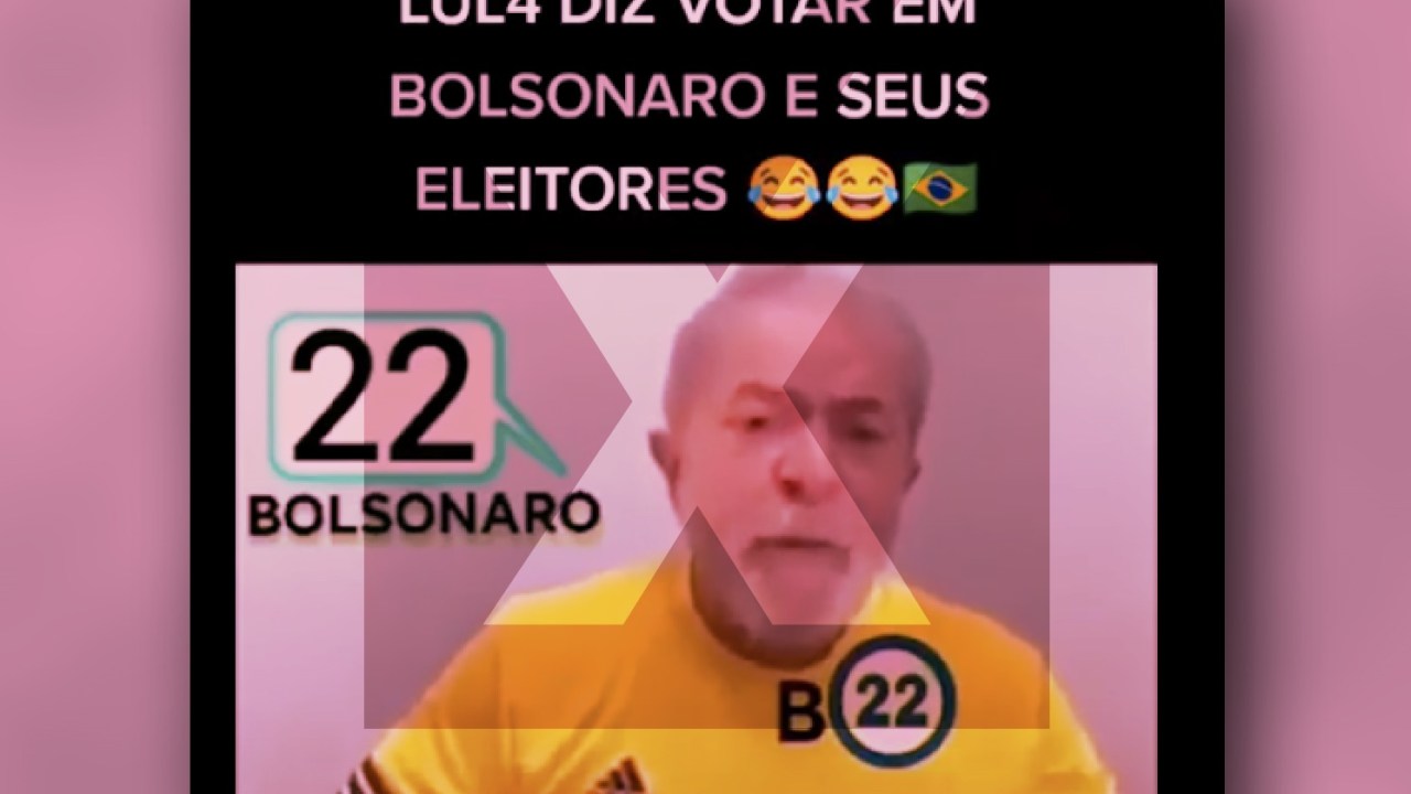 Vídeo fez montagem com Lula declarando voto em Bolsonaro