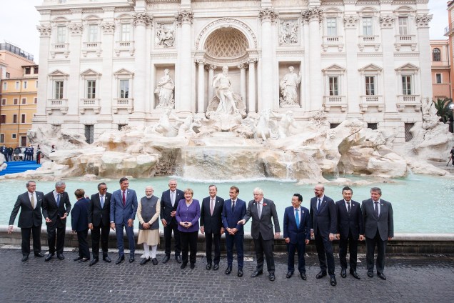 Cúpula dos Líderes do G20 `a frente da Fontana di Trevi em Roma, Itália, 31/10/2021.