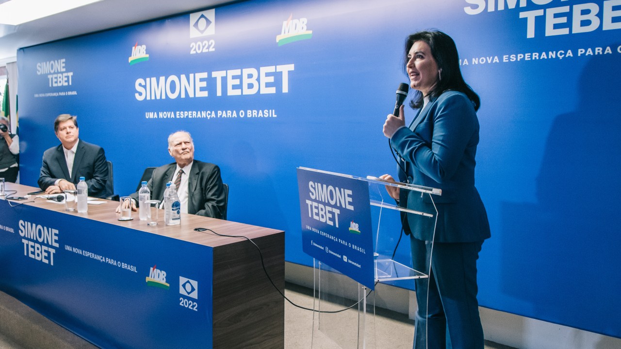 25/5/2022 - Coletiva imprensa MDB Coletiva de imprensa da pré-candidata à Presidência da Republica Simone Tebet.