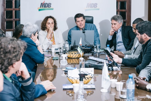 Lideranças do MDB, reunidos durante a convenção nacional do partido, em Brasília 27/07/2022.
