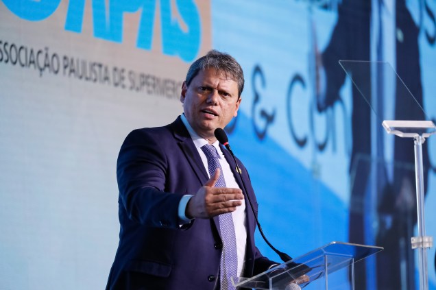 Tarcísio de Freitas, pré-candidato ao governo do estado de São Paulo pelo Partido dos Republicanos, durante cerimônia de abertura da 36ª Edição da APAS Show, em São Paulo, 16/05/2022.