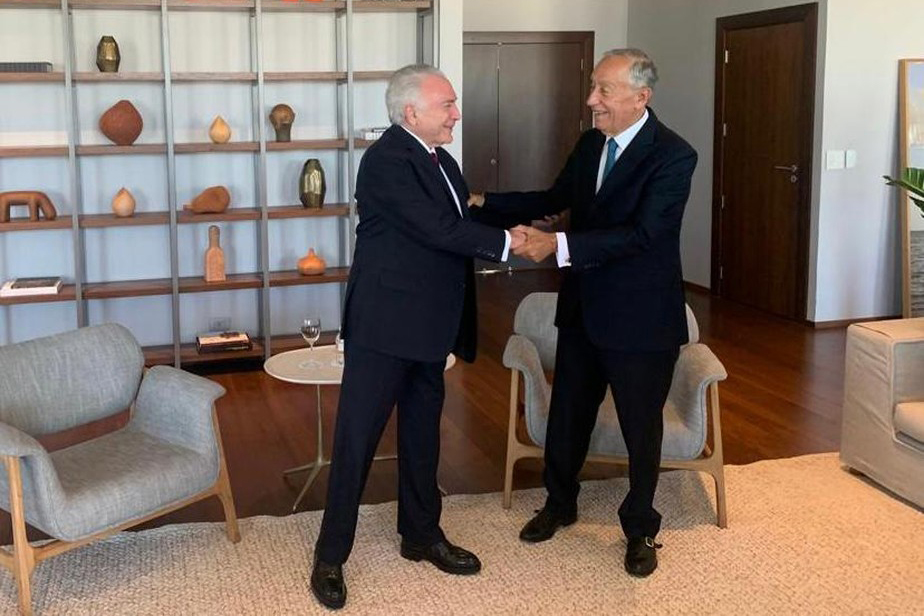 O ex-presidente do brasil, Michel Temer, e o atual presidente de Portugal, Marcelo Reblo de Sousa -