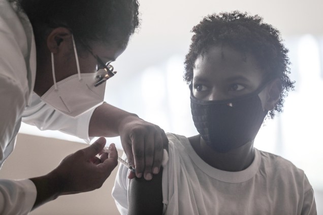 Vacinação infantil contra a Covid-19, em São Paulo, 2022.