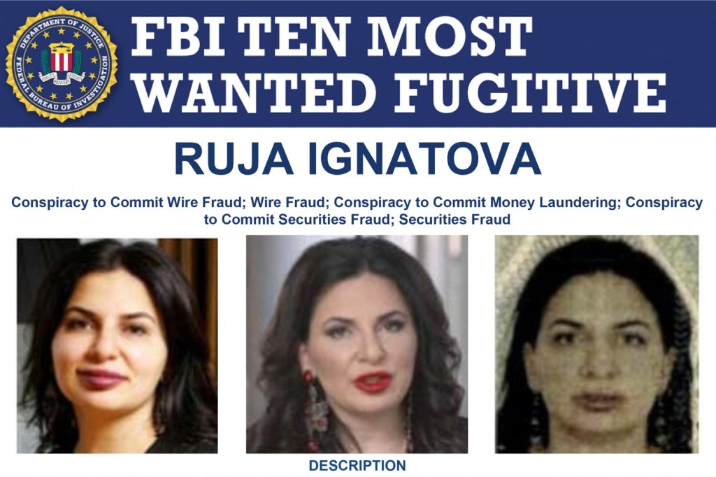 O FBI adiciona fugitivos à sua lista de mais procurados quando acredita que o público em geral pode ajudar a localizá-los; há uma recompensa de R$ 100.000 em troca de informações sobre Ignatova - 30/06/2022