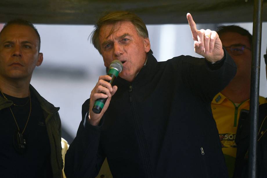 Jair Bolsonaro fala durante o lançamento de sua campanha de reeleição, em Juiz de Fora -