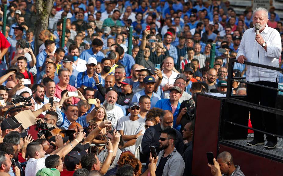 O ex-presidente Lula durante o lançamento de sua campanha, em São Bernardo do Campo -