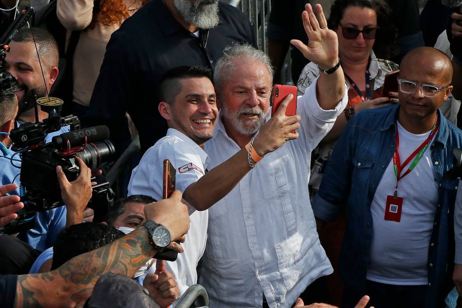 O ex-presidente Lula durante o lançamento de sua campanha, em São Bernardo do Campo -