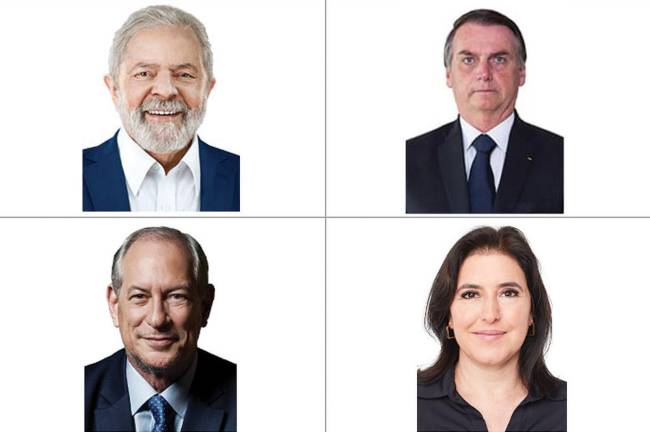 Fotos de Lula, Bolsonaro, Ciro Gomes e Simone Tebet que estarão nas urnas