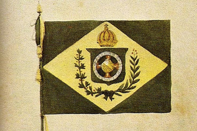 NO MASTRO - Jean-Baptiste Debret fez o esboço do que pode vir a ser a bandeira do Brasil: cores dos Bragança e dos Habsburgo-Lorena -