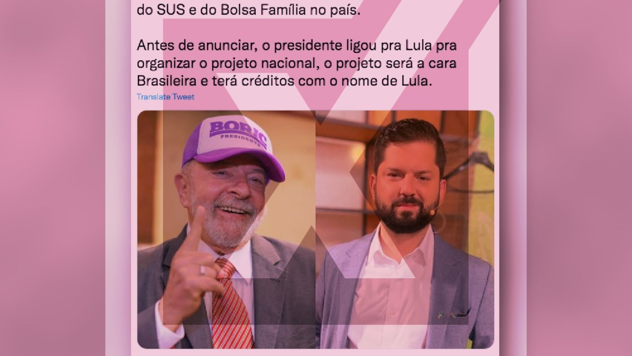 Informações de que Boric e Lula conversaram sobre plano nacional são falsas