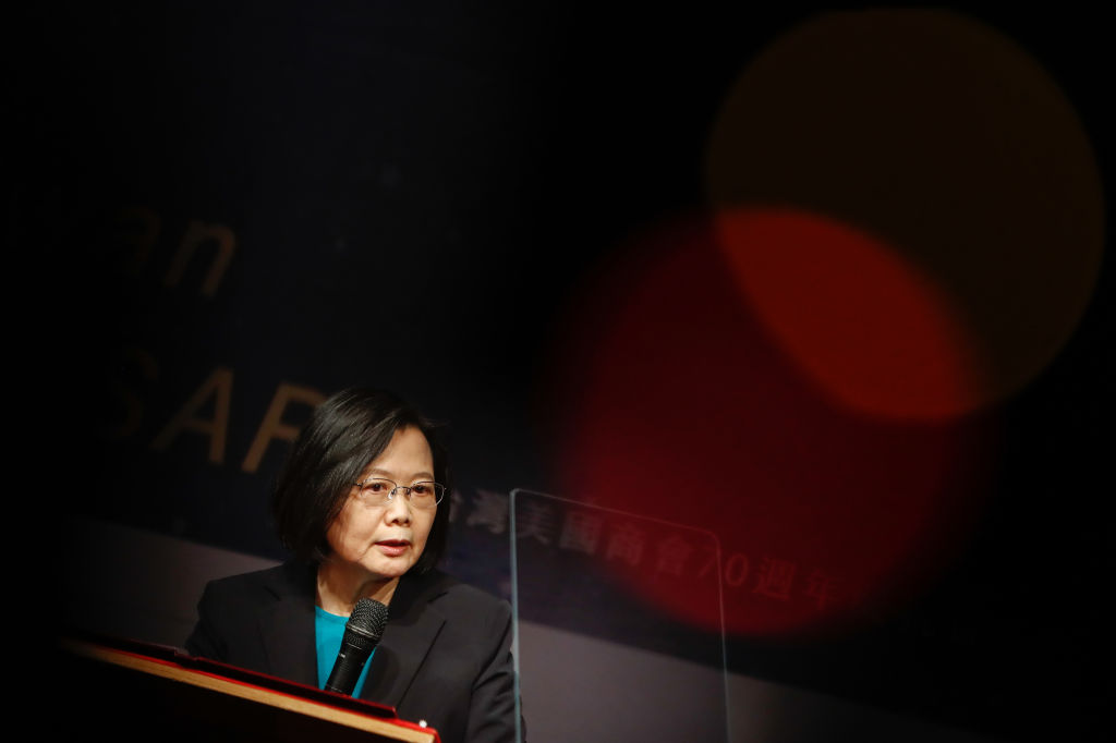 Taiwan President Tsai Ing-wen speaks during a US-Taiwan collaboration event in Taipei in December 2021. The US House of Representatives on 4 February 2022 passed a law allowing better cooperations and relations with Taiwan, and increasing measures to compete with China, amid rising Beijing tensions -with Taipei. (Photo by Ceng Shou Yi/NurPhoto via Getty Images)