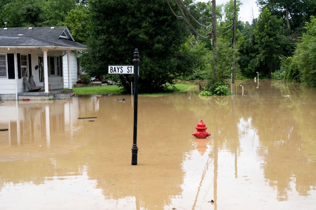 .JACKSON, KY - JULY 28: Flooding is seen on Bays Street in Jackson, Kentucky on July 28, 2022 in Breathitt County, Kentucky. The flooding in Jackson is not expected to crest until 9 P.M. this evening. (Photo by Michael Swensen/Getty Images)