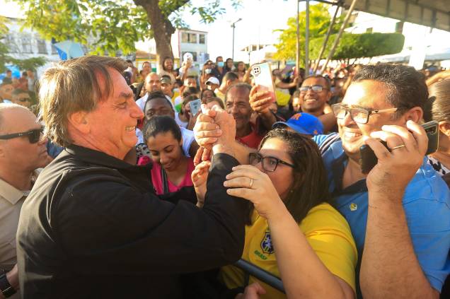 O presidente da República e candidato `a reeleição Jair Bolsonaro, durante a cerimônia de Inauguração da Restauração do Casarão da Filarmônica Terpsícore Popular Maragogipe - BA, 01/07/2022.