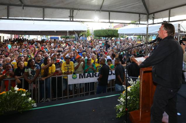 O presidente da República e candidato `a reeleição Jair Bolsonaro, durante a cerimônia de Inauguração da Restauração do Casarão da Filarmônica Terpsícore Popular Maragogipe - BA, 01/07/2022.