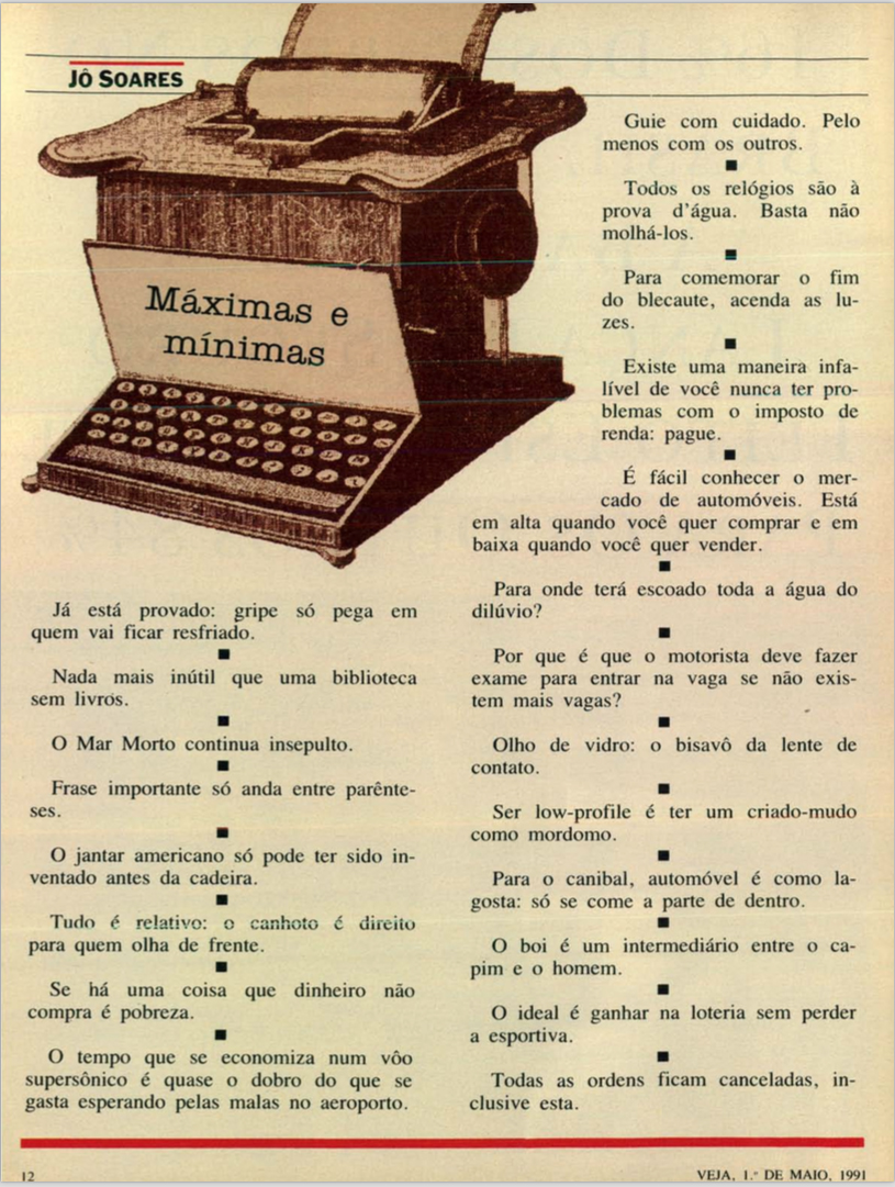 Coluna de Jô Soares em 1º de maio de 1991