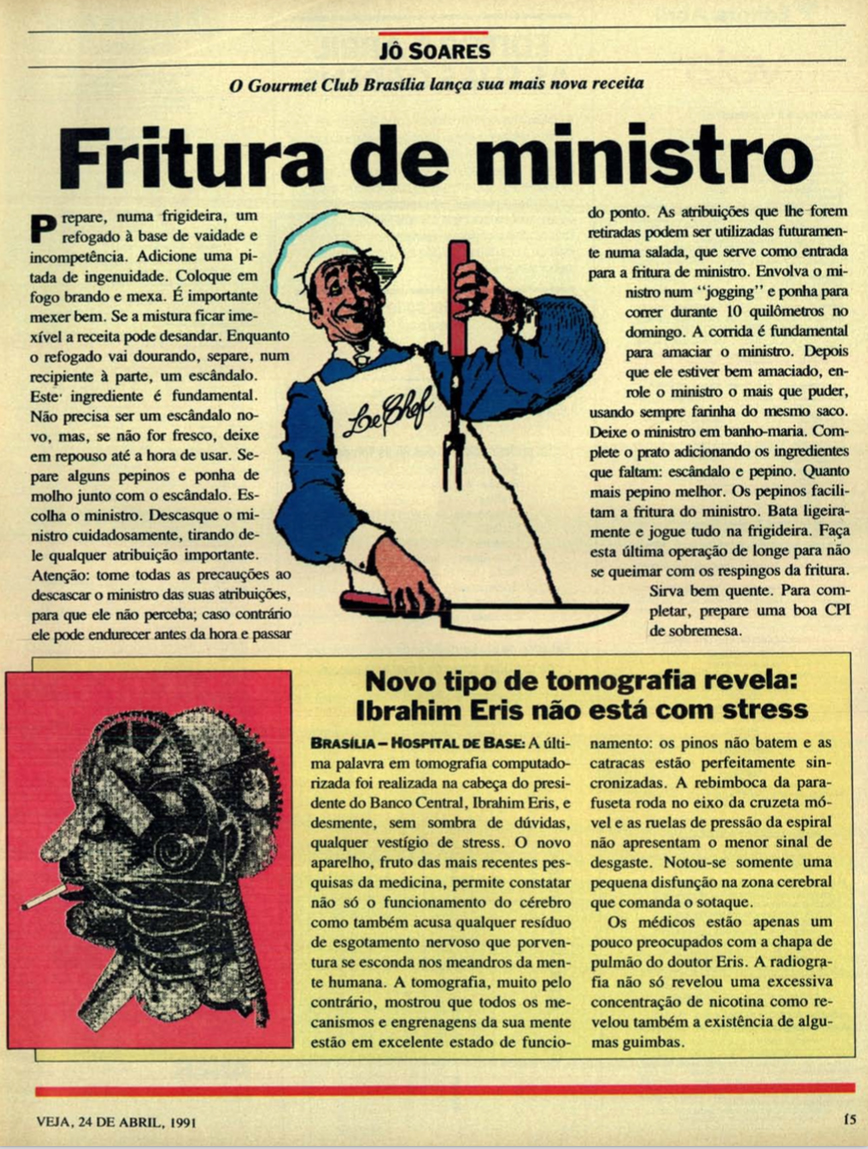 'Fritura de Ministro', coluna de Jô Soares em 1991