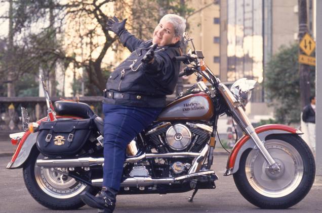 Jô Soares com sua moto "Harley-Davidson", Anos 90.