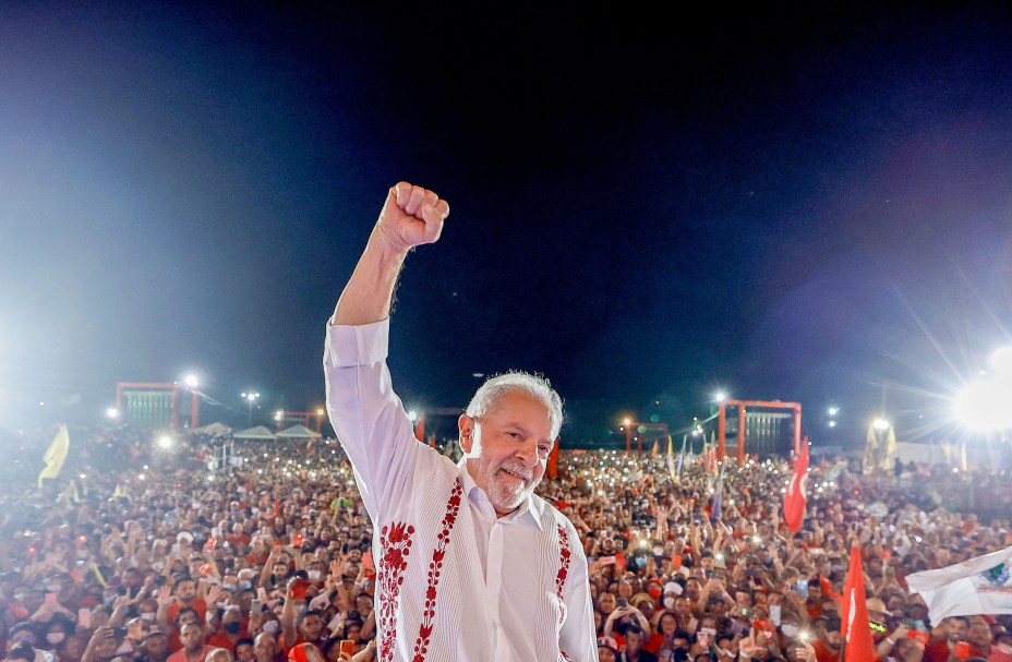 O ex-presidente Luiz Inácio Lula da Silva e candidato `a presidência da República pelo PT,  participa do ato "Vamos Juntos pelo Brasil e pelo Piauí", em Teresina., 03/08/2022.