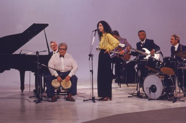 A cantora Marisa Monte no programa "Jô Soares Onze e Meia", do SBT. 1988.