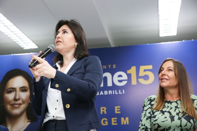 A candidata `a presidente da república  Simone Tebet pelo MDB e coligação com PSDB, anuncia sua  candidata `a vice-presidente a senadora Mara Gabrilli do PSDB-SP, Brasília, em 02-08-2022.