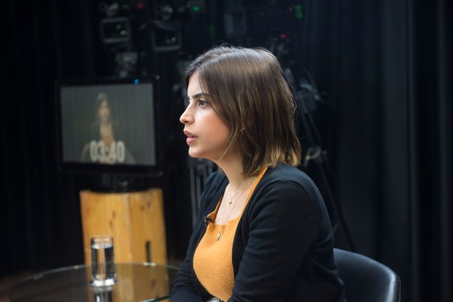 A deputada federal Tabata Amaral durante a gravação do programa Amarelas On Air, de Veja -