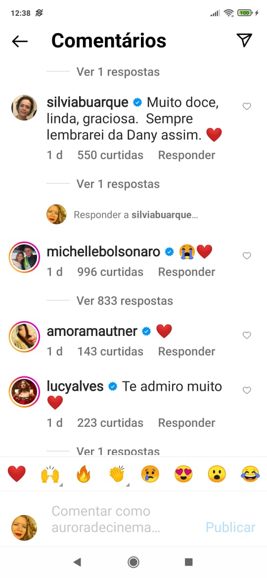 Reação de Michelle a post de Glória -