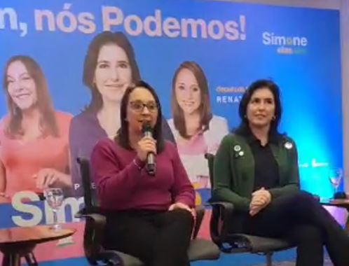 Renata Abreu, presidente nacional do Podemos, e Simone Tebet, candidata à presidência pelo MDB