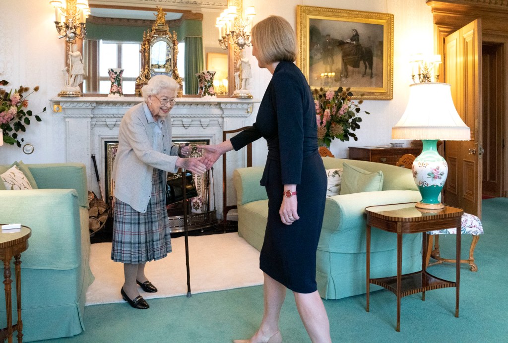 Britain's Queen Elizabeth II and new Conservative Party leader and Britain's Prime Minister-elect Liz Truss meet at Balmoral Castle in Ballater, Scotland, on September 6, 2022, where the Queen invited Truss to form a Government. - Truss will formally take office Tuesday, after her predecessor Boris Johnson tendered his resignation to Queen Elizabeth II. (Photo by Jane Barlow / POOL / AFP)