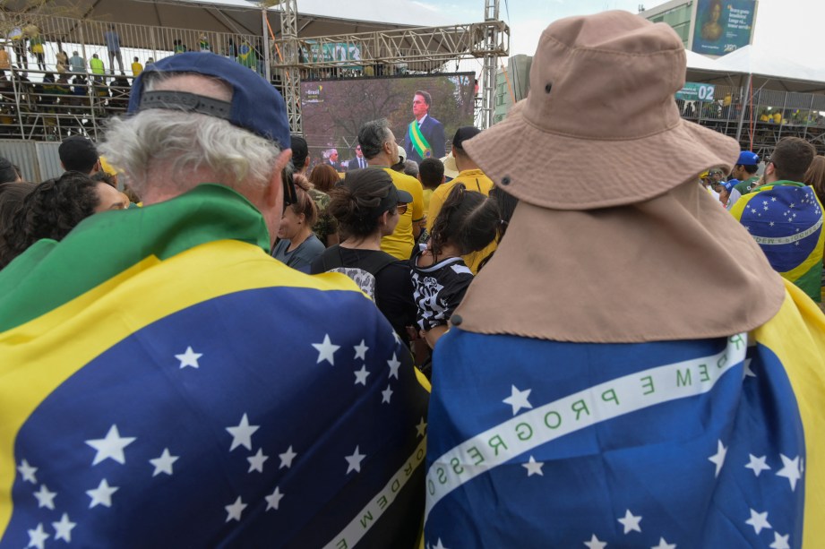Apoiadores de Jair Bolsonaro durante o desfile militar de 7 de setembro -
