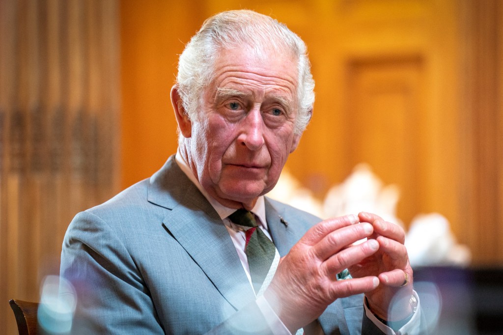 Britain's Prince Charles, Prince of Wales known as the Duke of Rothesay while in Scotland, reacts as he attends a roundtable for the Natasha Allergy Research Foundation seminar to discuss allergies and the environment, at Dumfries House, Cumnock, Scotland, on September 7, 2022. (Photo by Jane Barlow / POOL / AFP)