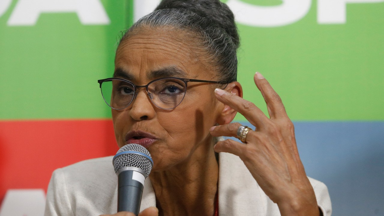 Brazilian Federal Deputy candidate Marina Silva speaks during a press conference in Sao Paulo, Brazil, on September 12, 2022. (Photo by Miguel SCHINCARIOL / AFP)