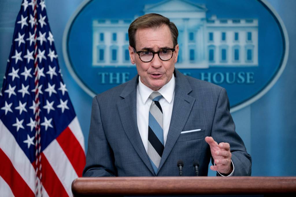 US National Security Council Coordinator for Strategic Communications John Kirby speaks during the daily briefing in the Brady Briefing Room of the White House in Washington, DC, on September 16, 2022. (Photo by SAUL LOEB / AFP)