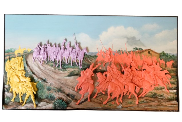 Quadro tátil de Independência ou Morte, de Pedro Américo, com grupos separados por cores