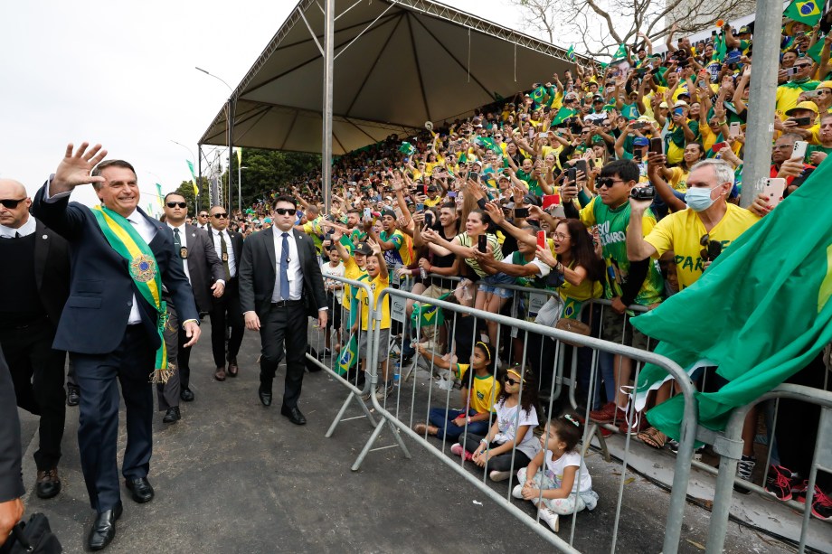 Jair Bolsonaro no desfile do 7 de setembro, em Brasília -